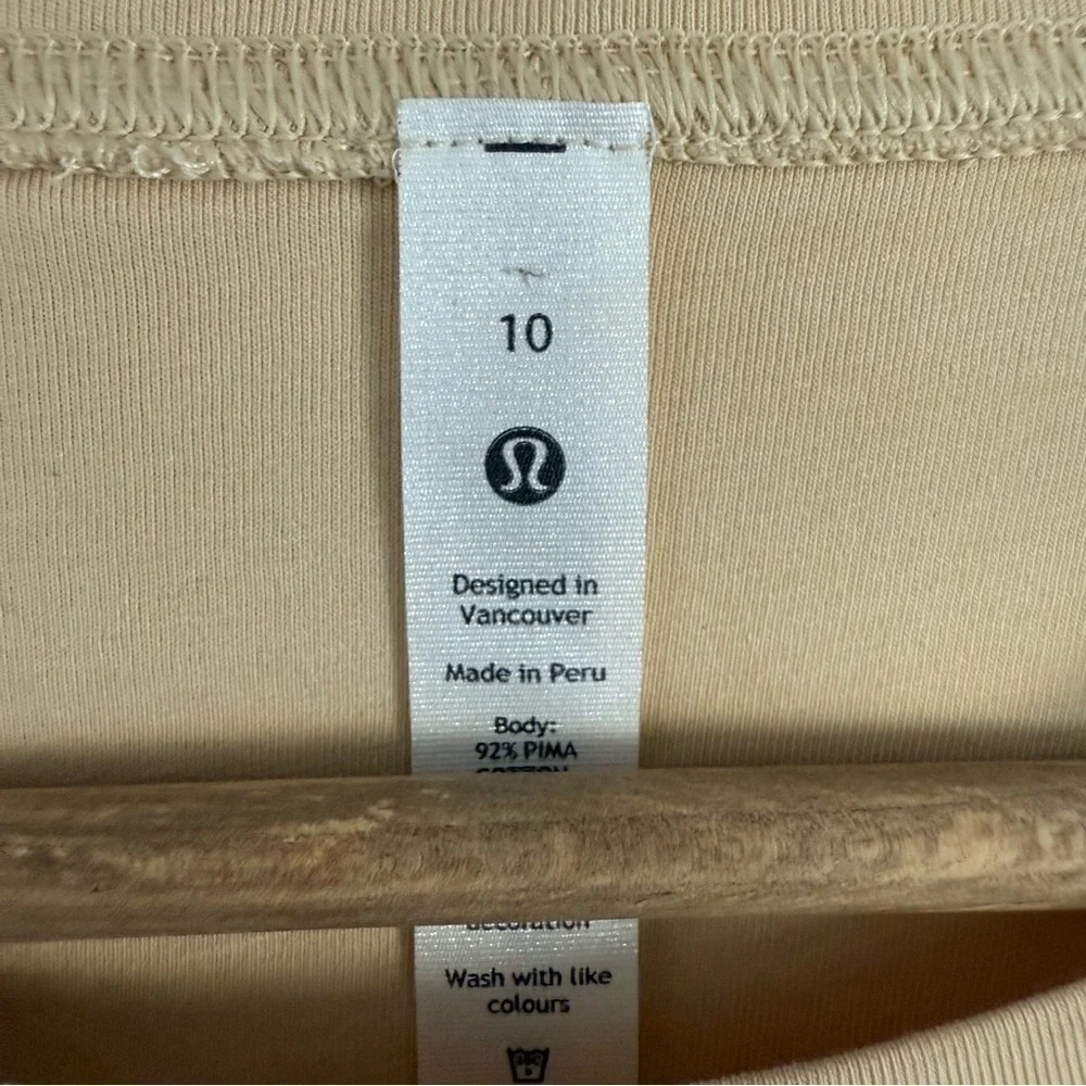 Lululemon Cotton Wrap-Front T-Shirt Dress in Cream Size: 10
